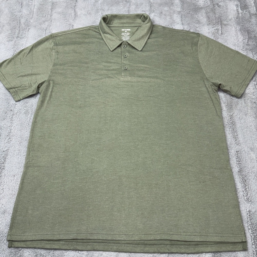 True Classic Men's Polo Shirt Cocoa Activewear Short Sleeve Lightweight XL Green